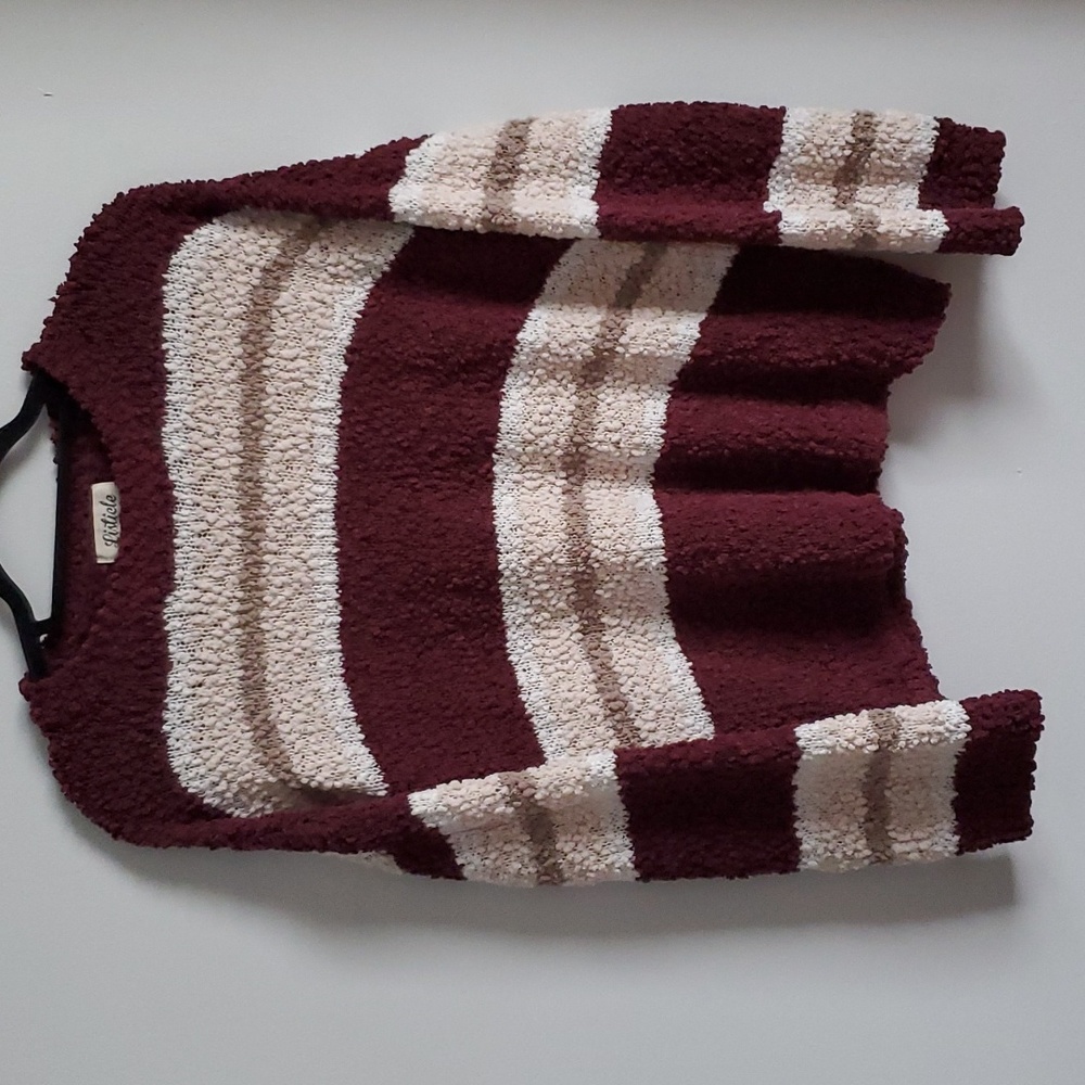 Listicle Popcorn Knit Color Block Stripe Sweater